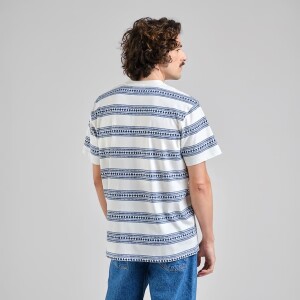 Dedicated Herren T-Shirt Stockholm Floral Stripe Blue