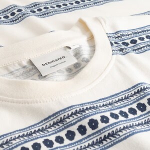 Dedicated Herren T-Shirt Stockholm Floral Stripe Blue