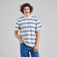 Dedicated Herren T-Shirt Stockholm Floral Stripe Blue