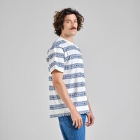 Dedicated Herren T-Shirt Stockholm Floral Stripe Blue
