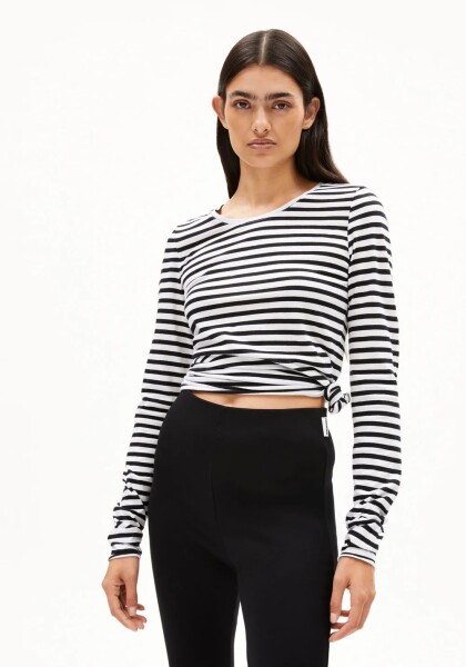 Armedangels Damen Longsleeve Einiaara stripes white-black