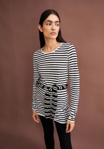 Armedangels Damen Longsleeve Einiaara stripes white-black
