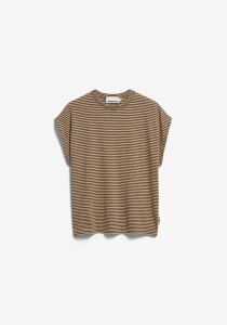 Armedangels Damen T-Shirt slub jersey stripe sand stone-dried palm