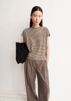Armedangels Damen T-Shirt slub jersey stripe sand stone-dried palm