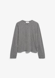Armedangels Damen Longsleeve slub jersey stripe black-oatmilk