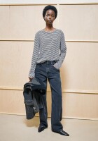 Armedangels Damen Longsleeve slub jersey stripe black-oatmilk
