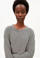 Armedangels Damen Longsleeve slub jersey stripe black-oatmilk