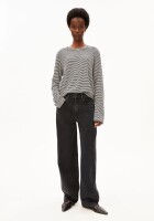 Armedangels Damen Longsleeve slub jersey stripe black-oatmilk