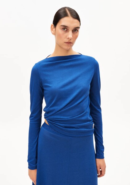 Armedangels Damen Longsleeve Boat Neck dynamo blue