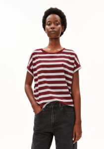 Armedangels Damen T-Shirt Idaara stripe velvet red-soft...