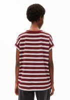 Armedangels Damen T-Shirt Idaara stripe velvet red-soft blue-undyed