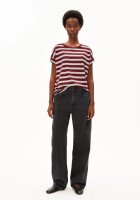 Armedangels Damen T-Shirt Idaara stripe velvet red-soft blue-undyed