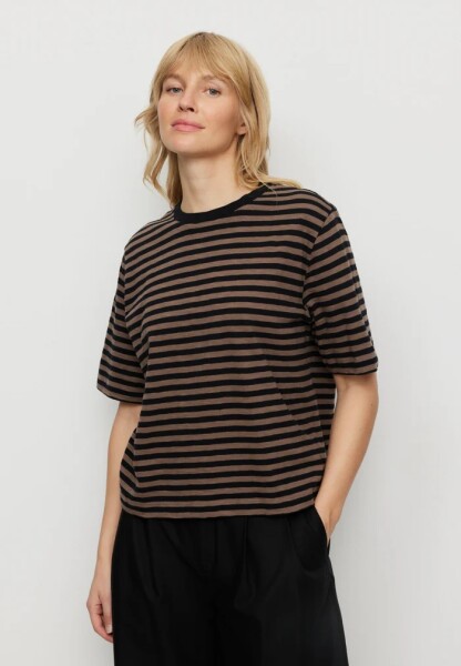 Recolution Damen T-Shirt Azolla stripes vintage brown