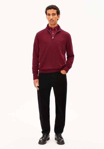 Armedangels Herren Pullover Troyer Faabes Knit velvet red