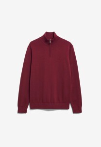 Armedangels Herren Pullover Troyer Faabes Knit velvet red