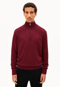 Armedangels Herren Pullover Troyer Faabes Knit velvet red