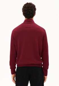 Armedangels Herren Pullover Troyer Faabes Knit velvet red