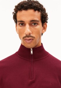 Armedangels Herren Pullover Troyer Faabes Knit velvet red