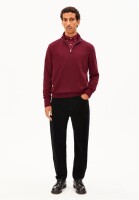 Armedangels Herren Pullover Troyer Faabes Knit velvet red