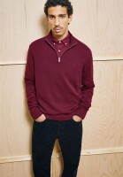 Armedangels Herren Pullover Troyer Faabes Knit velvet red