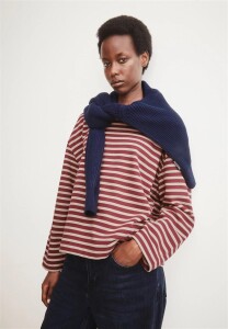 Armedangels Damen Pullover Frankaa Maarlen Stripe Sweatshirt velvet red-honey reed