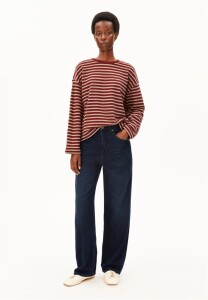 Armedangels Damen Pullover Frankaa Maarlen Stripe Sweatshirt velvet red-honey reed