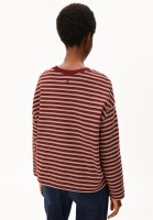 Armedangels Damen Pullover Frankaa Maarlen Stripe Sweatshirt velvet red-honey reed