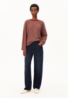 Armedangels Damen Pullover Frankaa Maarlen Stripe Sweatshirt velvet red-honey reed