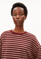 Armedangels Damen Pullover Frankaa Maarlen Stripe Sweatshirt velvet red-honey reed