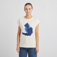 Dedicated Damen T-Shirt Visby Watercolor Cat Off-white