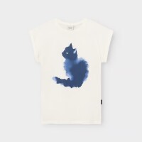 Dedicated Damen T-Shirt Visby Watercolor Cat Off-white