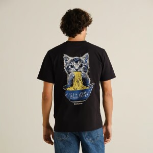 Dedicated Herren T-Shirt  Stockholm Cat And Noodles Black