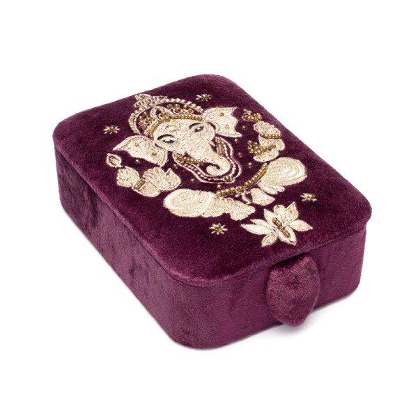 Phoenix Import Schmuck- / Tarotkästchen Samt lila mit Ganesha