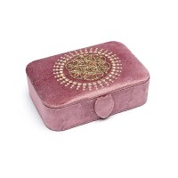 Phoenix Import Schmuck- / Tarotkästchen Samt altrosa mit Blume des Lebens