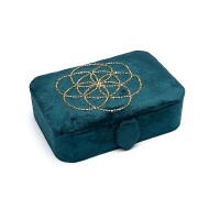 Phoenix Import Schmuck- / Tarotkästchen Samt petrol mit Same des Lebens