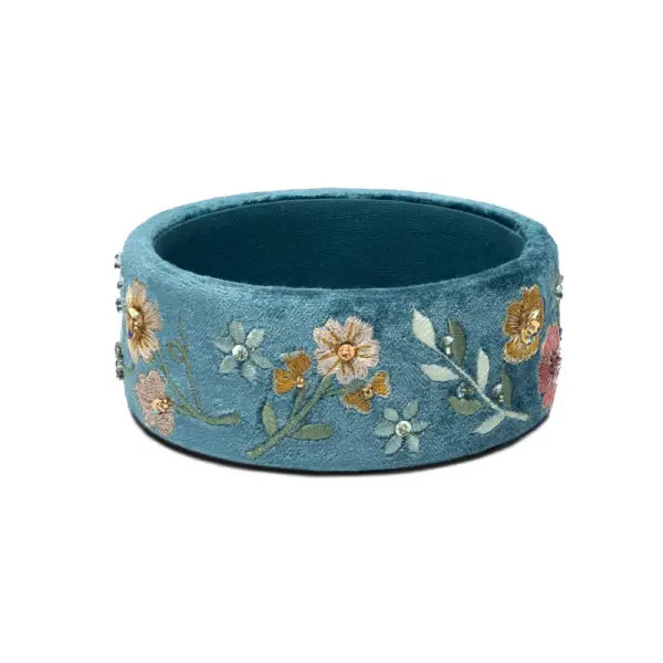 Phoenix Import Schmuckschale samt blau mit Blumen