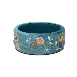 Phoenix Import Schmuckschale samt blau mit Blumen