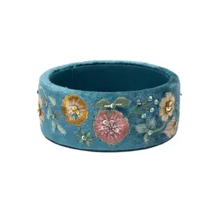 Phoenix Import Schmuckschale samt blau mit Blumen