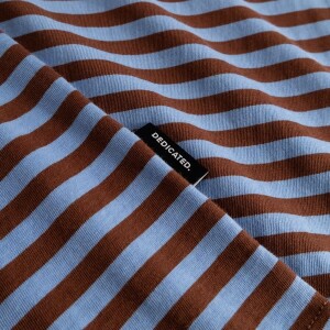 Dedicated Herren T-Shirt Stockholm Stripes Cappuccino Brown/Cornflower Blue