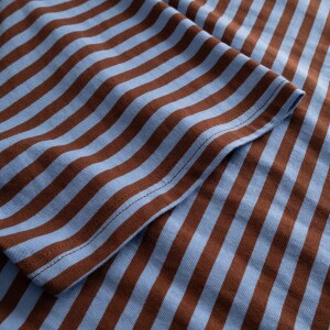 Dedicated Herren T-Shirt Stockholm Stripes Cappuccino Brown/Cornflower Blue