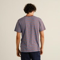 Dedicated Herren T-Shirt Stockholm Stripes Cappuccino Brown/Cornflower Blue