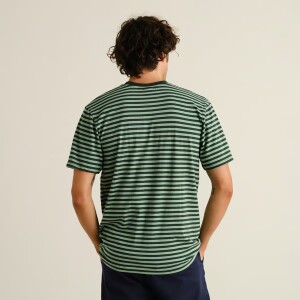 Dedicated Herren T-Shirt Stockholm Stripes Dark Green/...