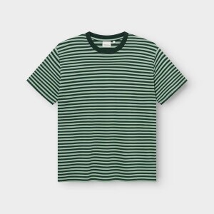 Dedicated Herren T-Shirt Stockholm Stripes Dark Green/ Granite Green