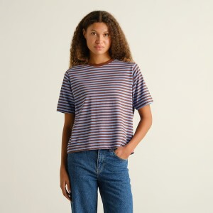 Dedicated Damen T-Shirt Vadstena Stripes Cappucino Brown/...