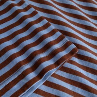 Dedicated Damen T-Shirt Vadstena Stripes Cappucino Brown/ Cornflower Blue