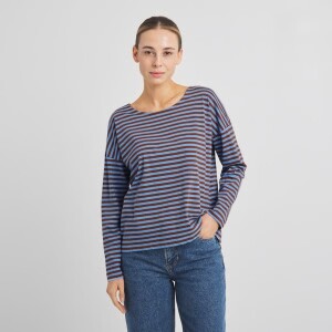 Dedicated Damen Sweatshirt Humledal Stripes Cappuccino...