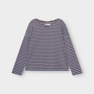Dedicated Damen Sweatshirt Humledal Stripes Cappuccino Brown/ Cornflower Blue