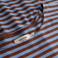 Dedicated Damen Sweatshirt Humledal Stripes Cappuccino Brown/ Cornflower Blue