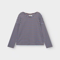 Dedicated Damen Sweatshirt Humledal Stripes Cappuccino Brown/ Cornflower Blue