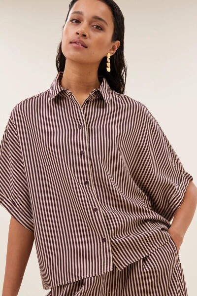 by bar Damen Bluse Sunny stripe burgundy